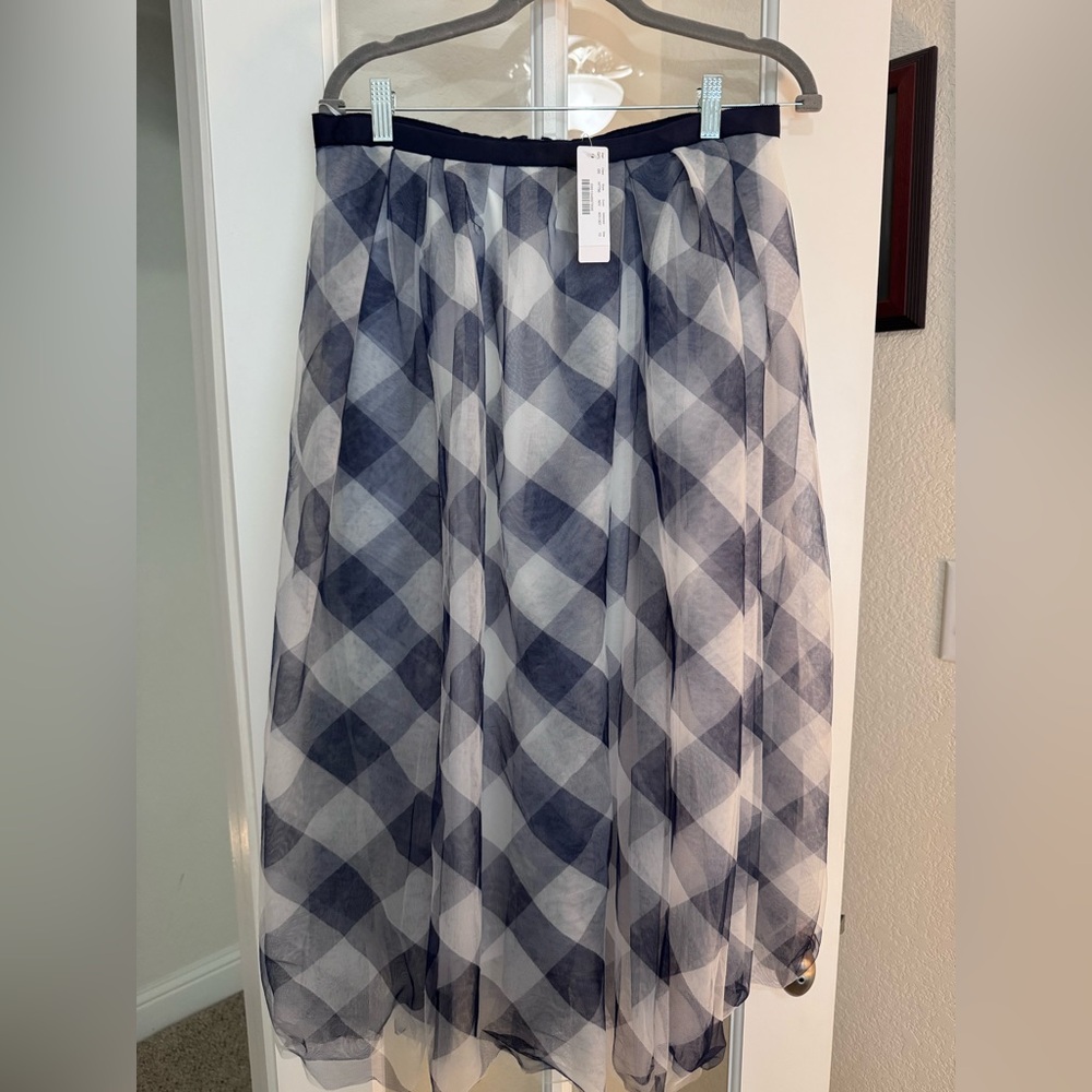 J.CREW (not factory) Tulle Blue Checkered Skirt. NWT Size 10
